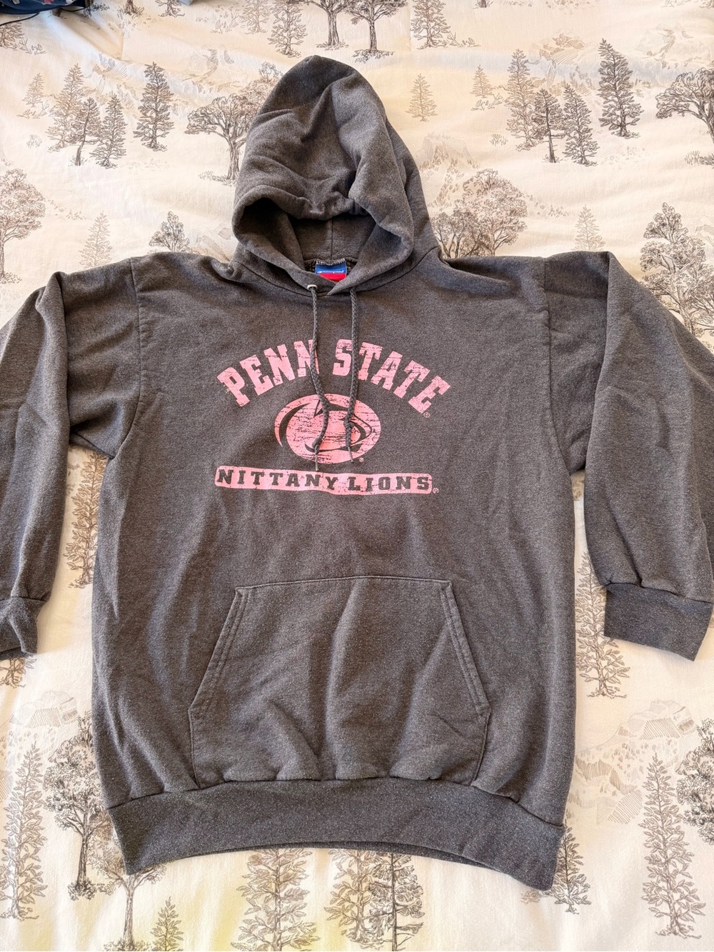 Penn State Nittany Lions Gray Hoodie with Pink Logo Medium